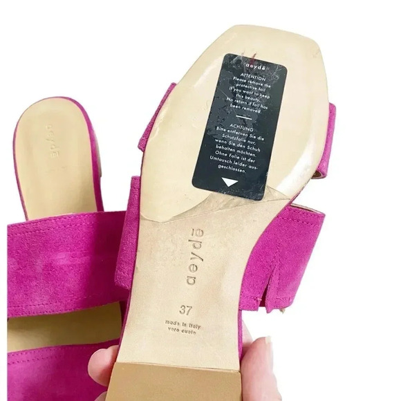 NEW Aeyde Mattea Hot Pink Suede Slides size 37 US 7 - Picture 5 of 9